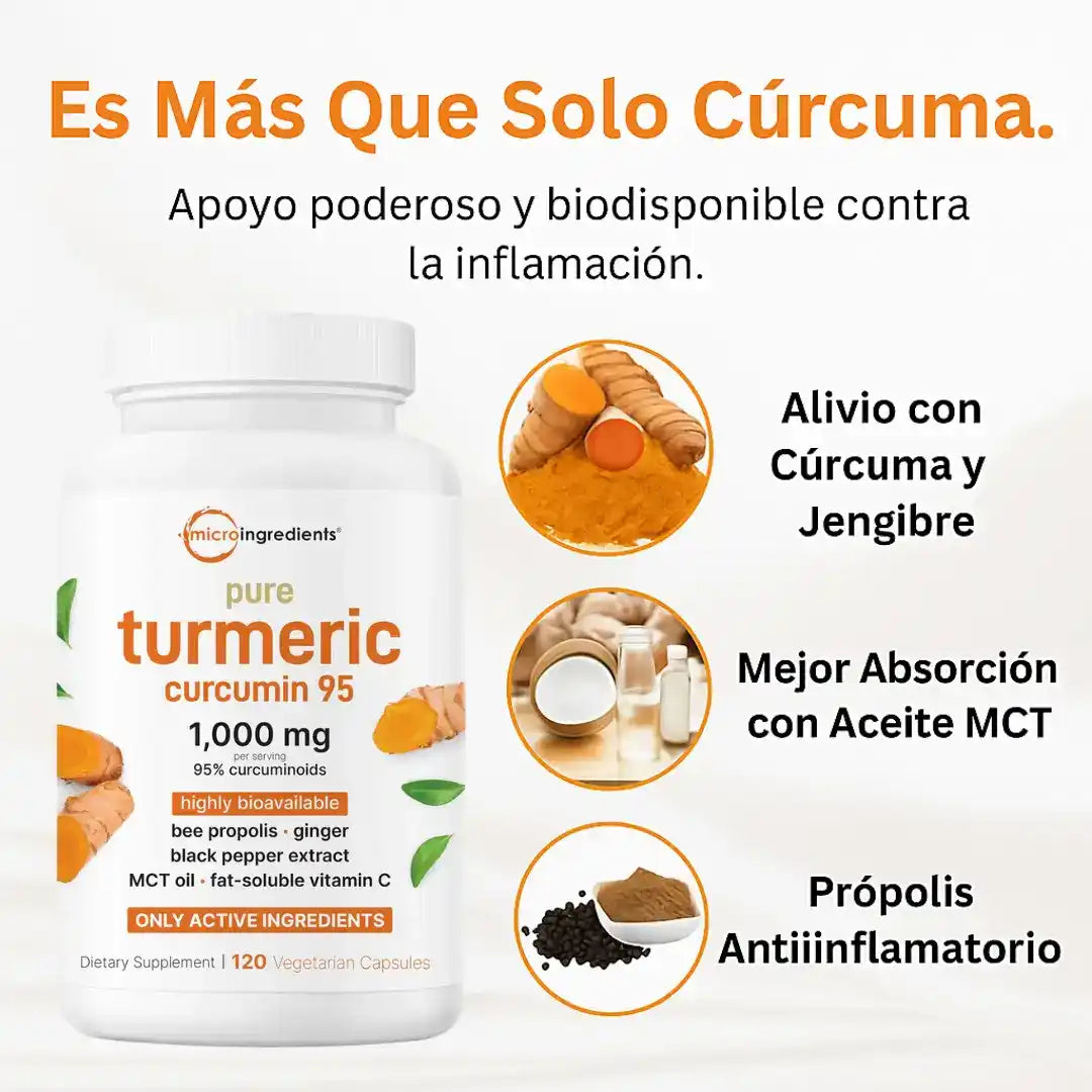 Turmeric Curcumin 95%: El antiinflamatorio mas potente + dile adios a los dolores 200Q + ENVIO GRATIS