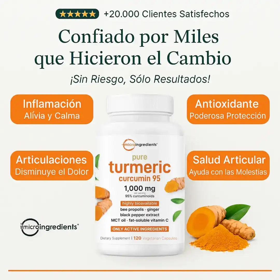 Turmeric Curcumin 95%: El antiinflamatorio mas potente + dile adios a los dolores 200Q + ENVIO GRATIS