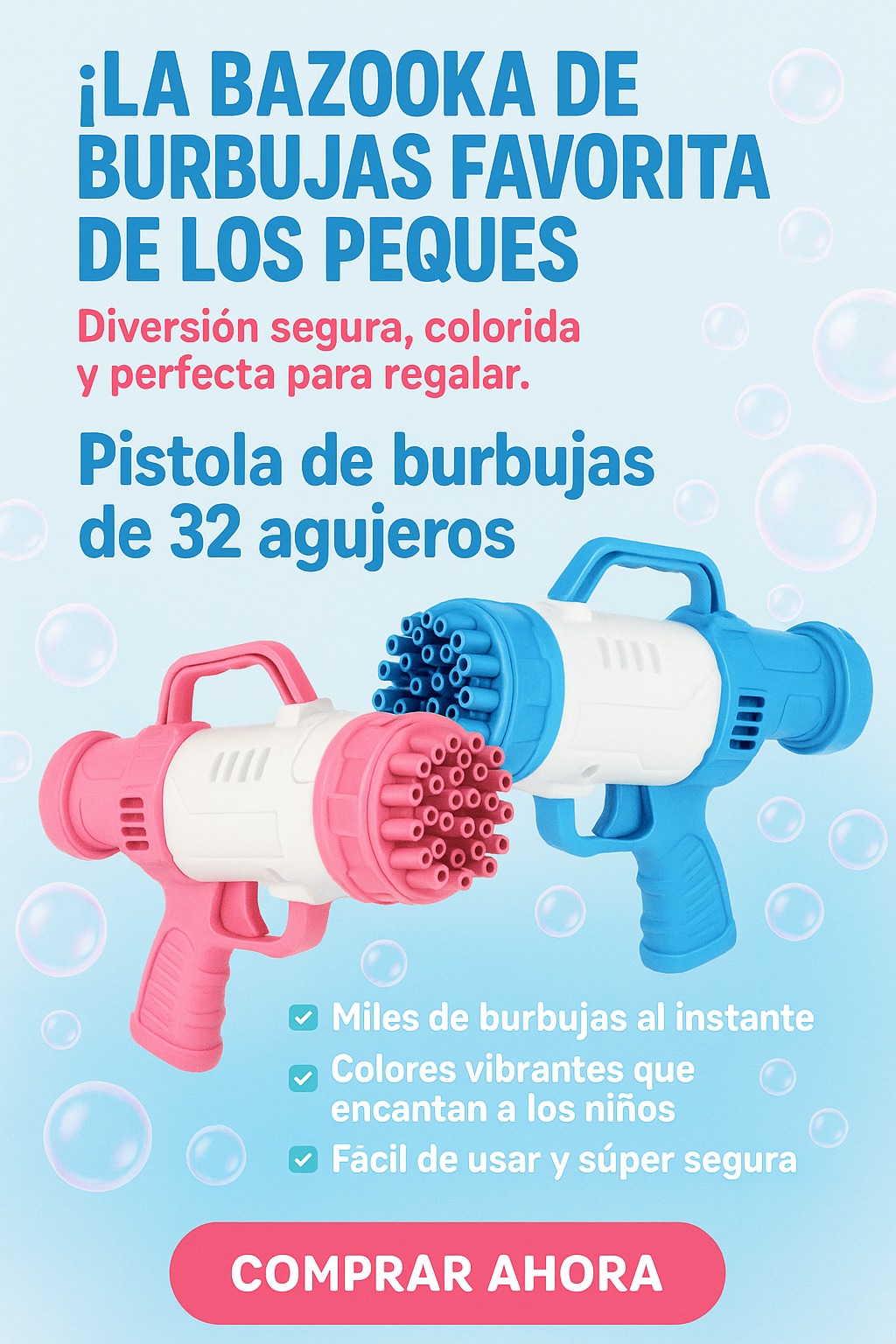 Pistola De Burbujas 32 agujeros🫧 | Sorpréndelos esta Navidad 🎄(Últimas Unidades) ⭐⭐⭐⭐⭐